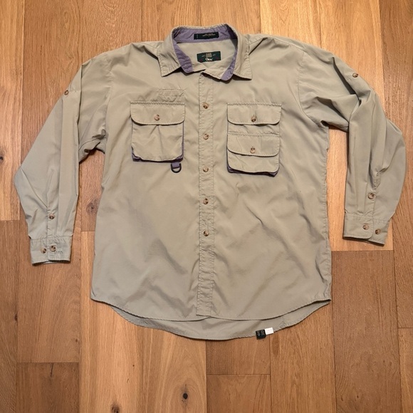 Orvis Vintage Men’s Green Nylon Outdoor Utility Fishing Shirt Long Sleeve Large - Picture 7 of 13